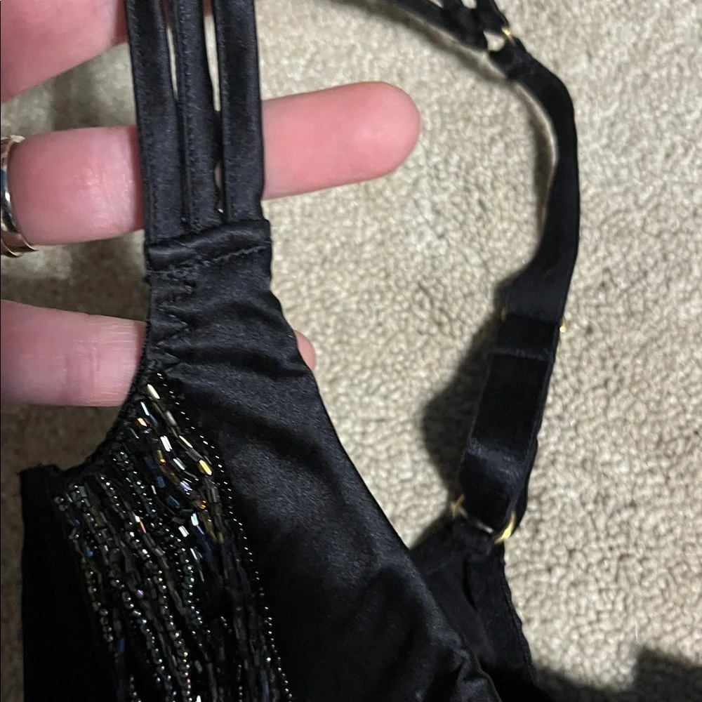 Agent provocateur Lidija Black Beaded bra and brief Set - 34D quarter cup, 3/med